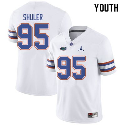 Youth Florida Gators #95 Adam Shuler NCAA Jordan Brand White Authentic Stitched College Football Jersey YXJ2862TE